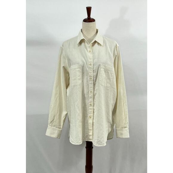 FOUR OBJECTS Sz 5 XL White Herringbone V2 Work Shirt Top - Picture 9 of 11